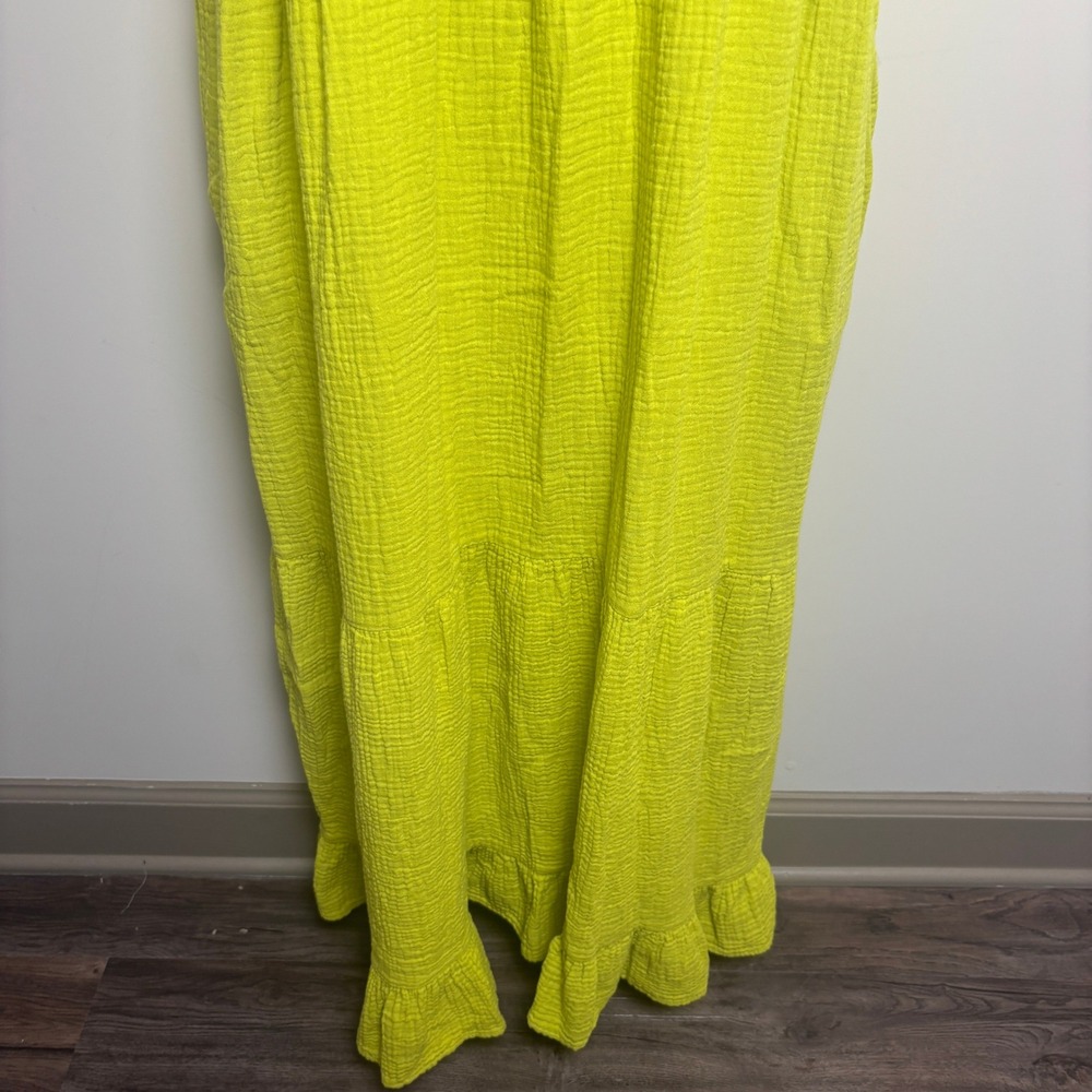 Universal Thread Lime Green Flutter Sleeves Tiered Gauze Maxi Dress Womens XL - Picture 3 of 9